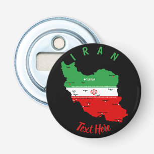 Iran Map with Flag and Emblem Bottle Opener