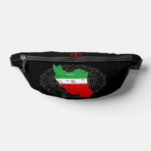 Iran Map with Flag and Emblem Bum Bags
