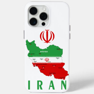 Iran Map with Flag and Emblem iPhone 15 Pro Max Case