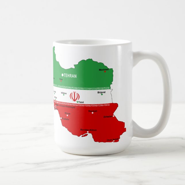 Iran Map with Flag and Emblem Coffee Mug (Right)