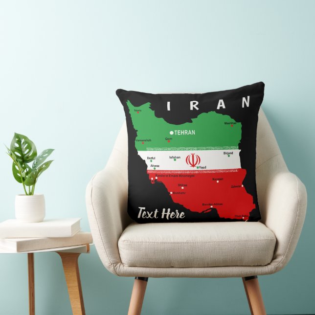 Iran Map with Flag and Emblem Cushion (Chair)