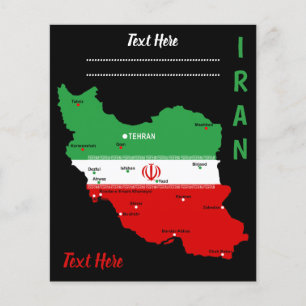 Iran Map with Flag and Emblem Flyer