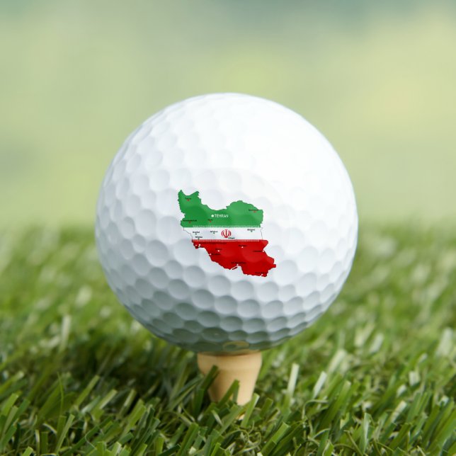 Iran Map with Flag and Emblem Golf Balls (Insitu Tee)