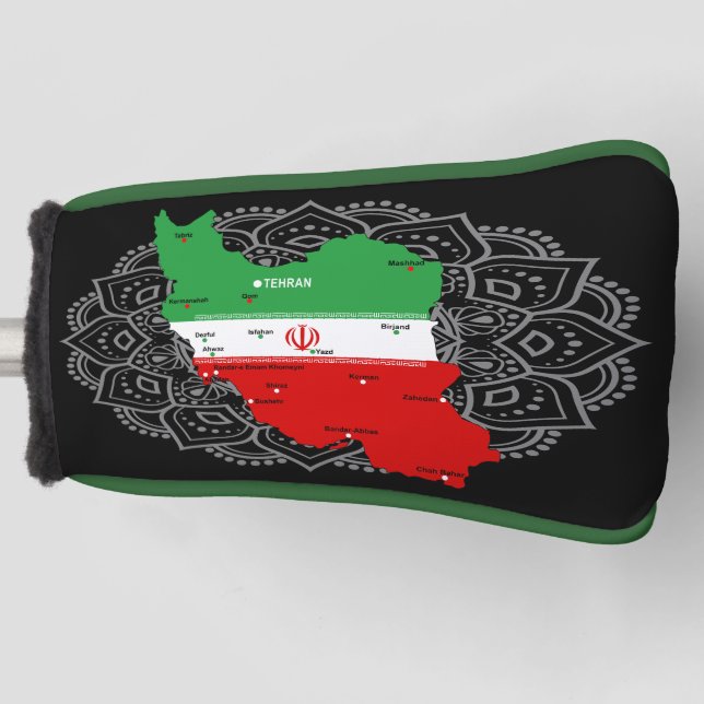 Iran Map with Flag and Emblem Golf Head Cover (Front)