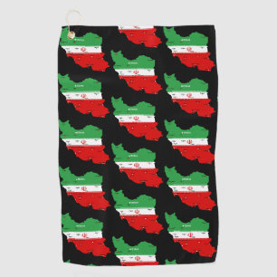 Iran Map with Flag and Emblem Golf Towel