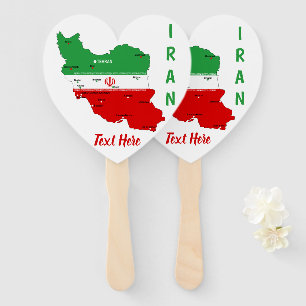 Iran Map with Flag and Emblem Hand Fan