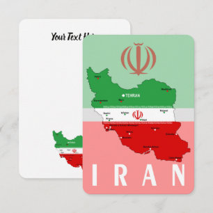 Iran Map with Flag and Emblem Invitation