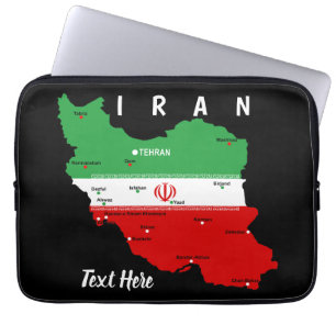 Iran Map with Flag and Emblem Laptop Sleeve