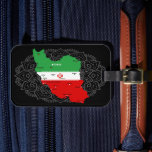 Iran Map with Flag and Emblem Luggage Tag<br><div class="desc">Iran Political Map with capital Tehran,  national borders,  most important cities,  rivers and lakes. The Iranian Flag Colors are superposed on the Map Silhouette. Vector Illustration by BluedarkArt TheChameleonArt</div>