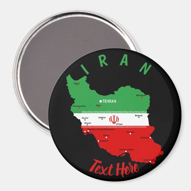 Iran Map with Flag and Emblem Magnet (Front/Back)