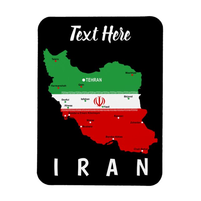 Iran Map with Flag and Emblem Magnet (Vertical)