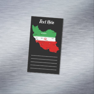 Iran Map with Flag and Emblem Magnetic Business Card