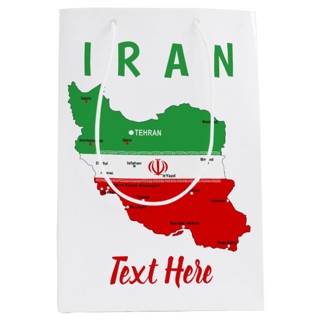 Iran Map with Flag and Emblem Medium Gift Bag (Front)
