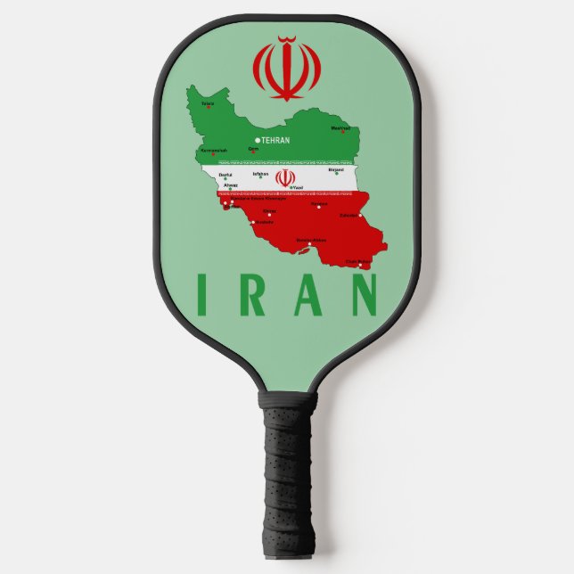 Iran Map with Flag and Emblem Pickleball Paddle (Front)