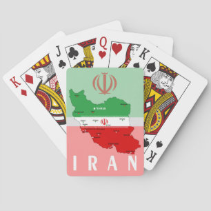 Iran Map with Flag and Emblem Playing Cards