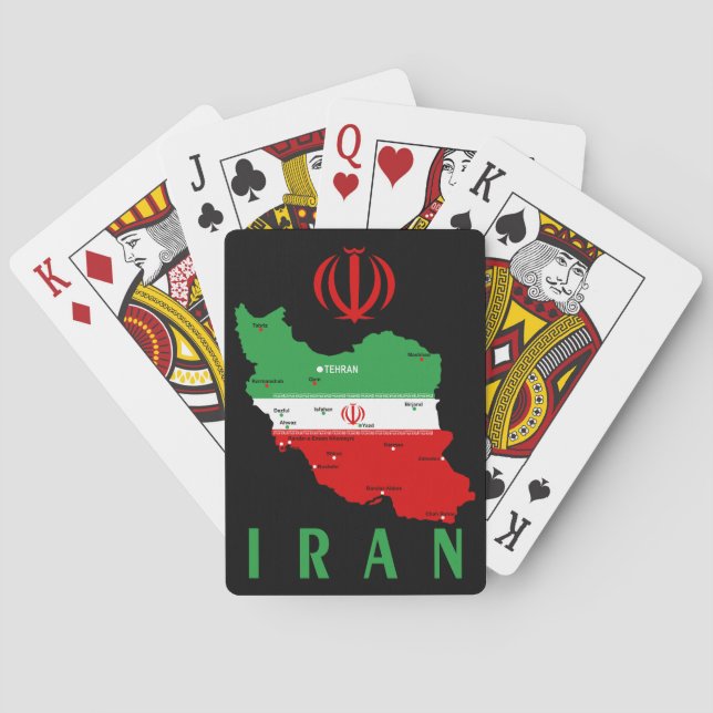 Iran Map with Flag and Emblem Playing Cards (Back)