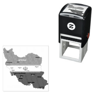 Iran Map with Flag and Emblem Self-inking Stamp