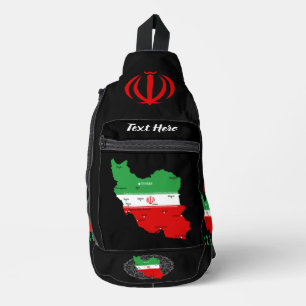 Iran Map with Flag and Emblem Sling Bag