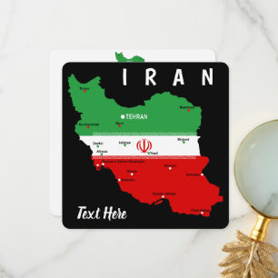 Iran Map with Flag and Emblem Thank You Card