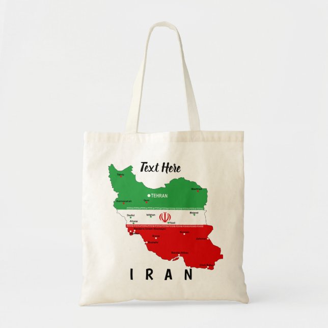 Iran Map with Flag and Emblem Tote Bag (Front)