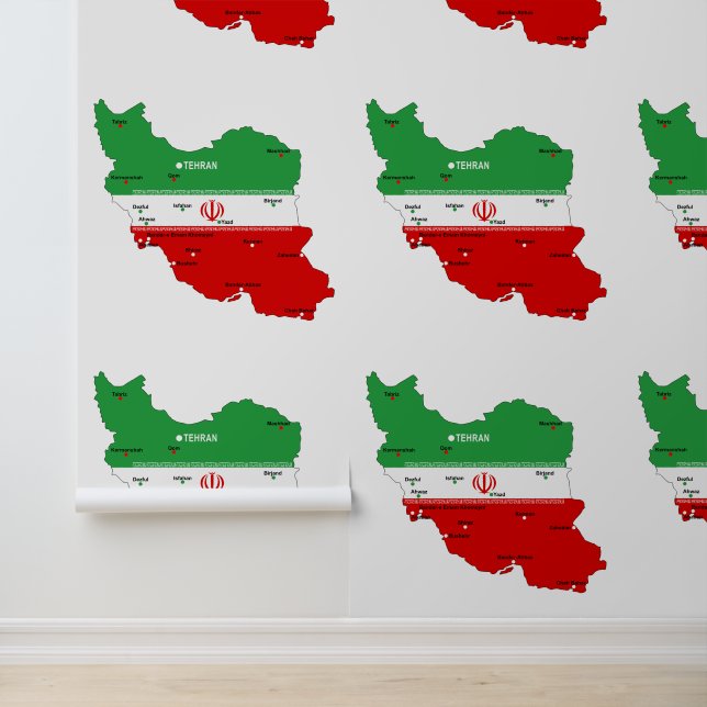 Iran Map with Flag and Emblem Wallpaper (Application)
