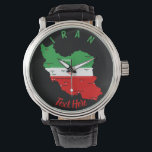 Iran Map with Flag and Emblem Watch<br><div class="desc">Iran Political Map with capital Tehran,  national borders,  most important cities,  rivers and lakes. The Iranian Flag Colors are superposed on the Map Silhouette. Vector Illustration by BluedarkArt TheChameleonArt</div>