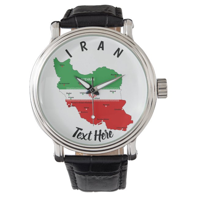 Iran Map with Flag and Emblem Watch (Front)