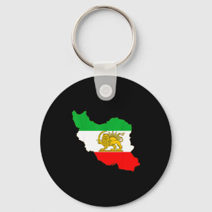 Iran map with lion and sun emblem, persian flag key ring