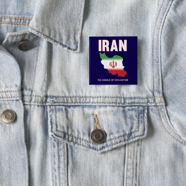 Iran Pride Iranian Flag Map Persia 15 Cm Square Badge (In Situ)