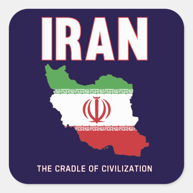 Iran Pride Iranian Flag Map Persia Square Sticker (Front)