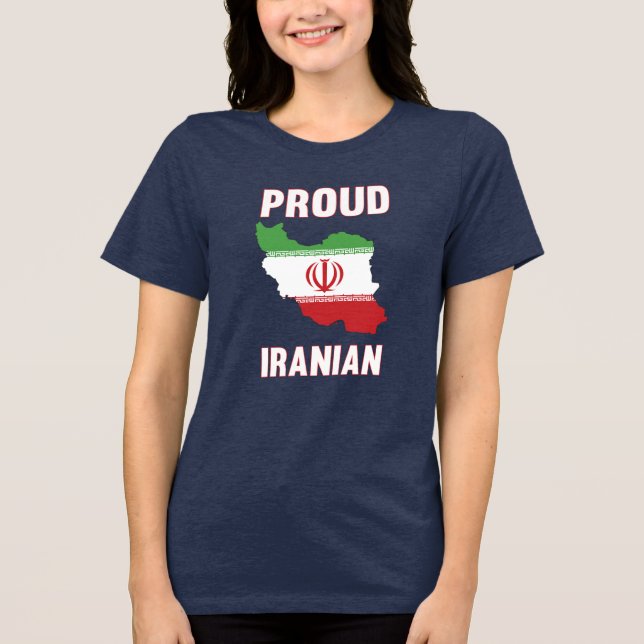 Iran Proud Iranian Flag Map Pride Tri-Blend Shirt (Front)