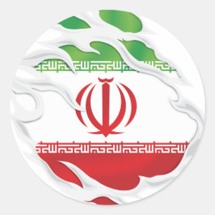 Iran Ripped Flag Classic Round Sticker
