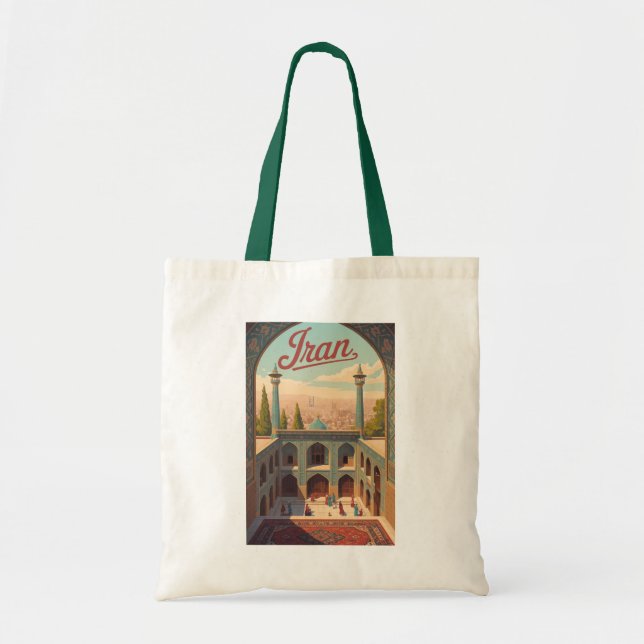Iran Skyline Illustration Travel Art Vintage Tote Bag (Front)