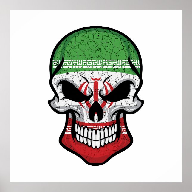 Iran Smiling Skull Flag Poster (Front)
