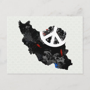 Iran Trendy Peace Sign with Irani map Postcard