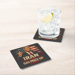 Iran Your Gas Price Up Square Paper Coaster