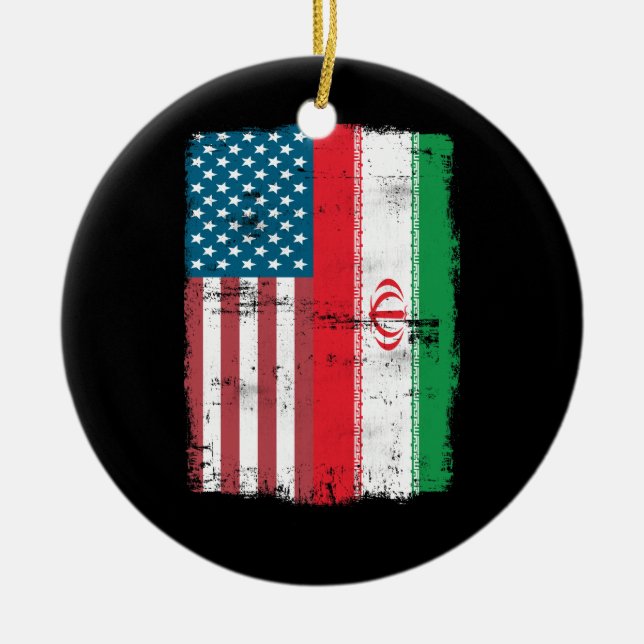 Iranian American Flag - USA Iran Ceramic Ornament (Front)