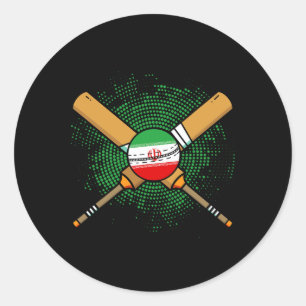Iranian Cricket Racket And Ll Flag Of Iran Classic Round Sticker