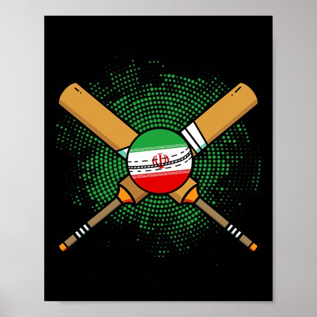 Iranian Cricket Racket And Ll Flag Of Iran  Poster (Front)