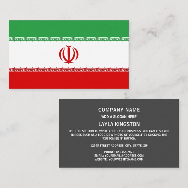 Iranian Flag, Flag of Iran Business Card (Front/Back)