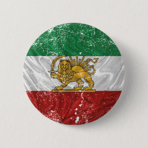 Iranian Flag Grunge with Lion 6 Cm Round Badge