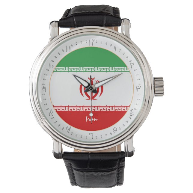 Iranian Flag & Iran fashion, Arabic No's /design Watch (Front)
