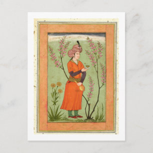 Iranian princely figure holding a cup and flask, c postcard