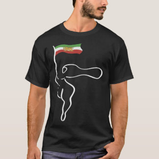 Iranian WOMAN holding Iran Flag with Lion Sun & Sw T-Shirt