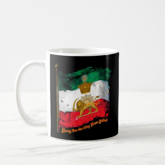 Irans Flag With Pahlavi Crown Sun And Lion Coffee Mug (Left)