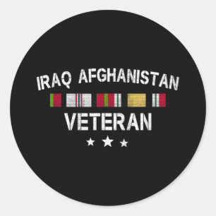 Iraq Afghanistan Veteran Pride Service Ribbon Classic Round Sticker