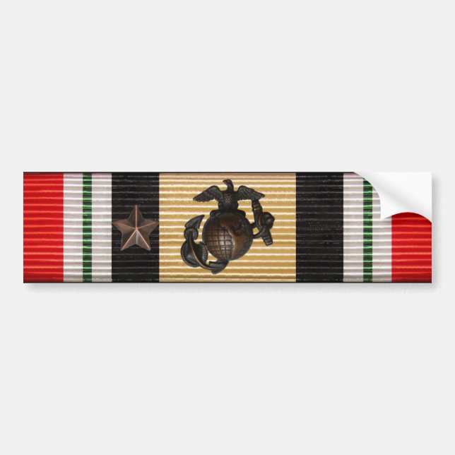 Iraq Campaign Medal Ribbon FMFCO & Star Bumper Sticker (Front)