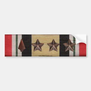 Iraq Campaign Ribbon Arrowhead & 3 Battle Stars Bumper Sticker