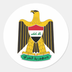Iraq country coat arms symbol emblem eagle classic round sticker