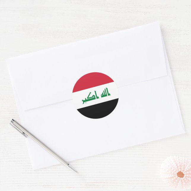 Iraq flag classic round sticker (Envelope)